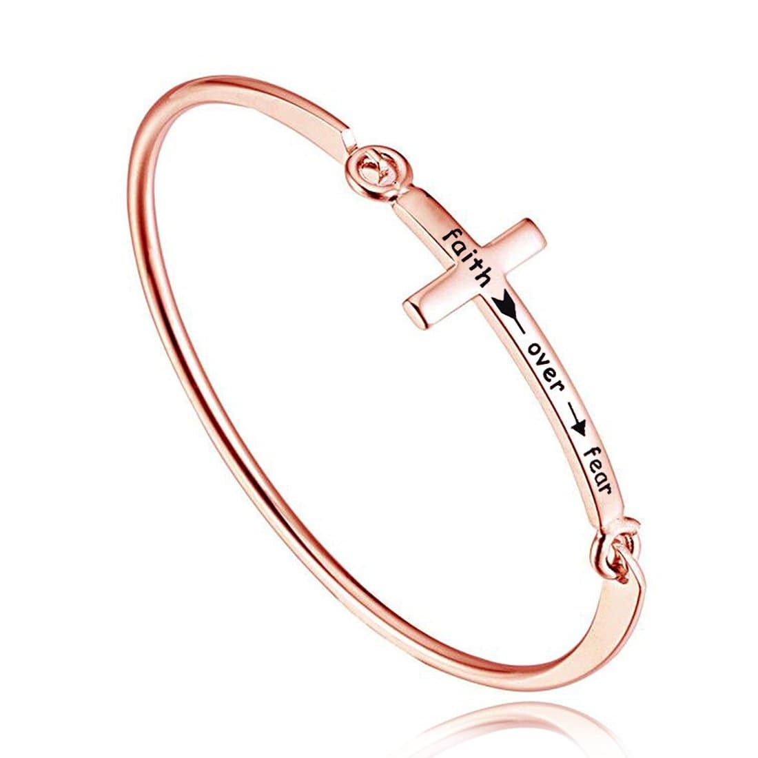 Zuo Bao Christian Cross Bracelet God is Greater Than The Highs and Lows Bangle Bracelet Crystal Cross Beacelet Inspirational Religious Gift