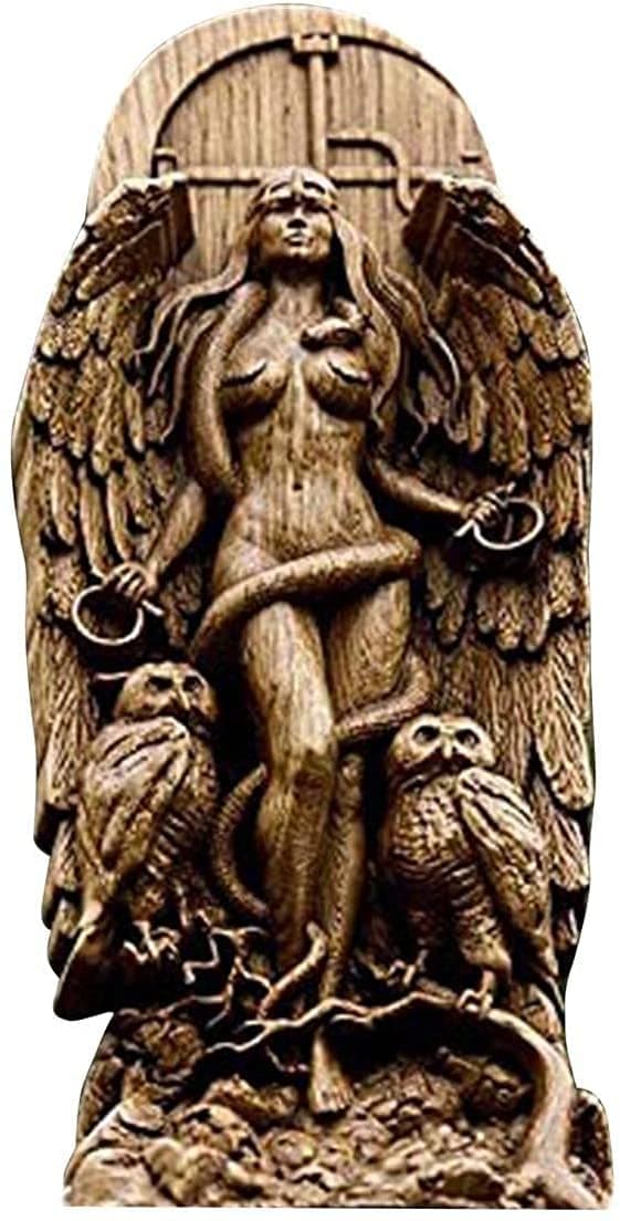 Goddess Statue Lilith, Decorative Gaia/Hecate Statues, Nature Resin Figurine for Home Garden Art Decor, Landscape Ornaments Sculptures (A)
