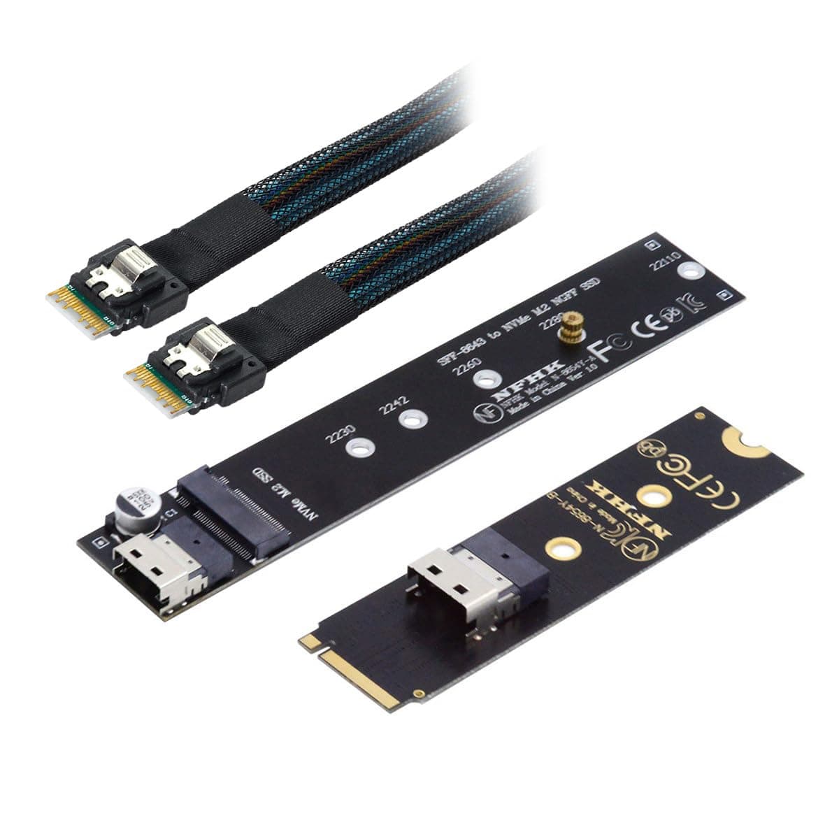 NGFF M-Key NVME Male to Female Extension Cable 40cm with SFF-8654 Connector for Mainboard SSD 2280/22110