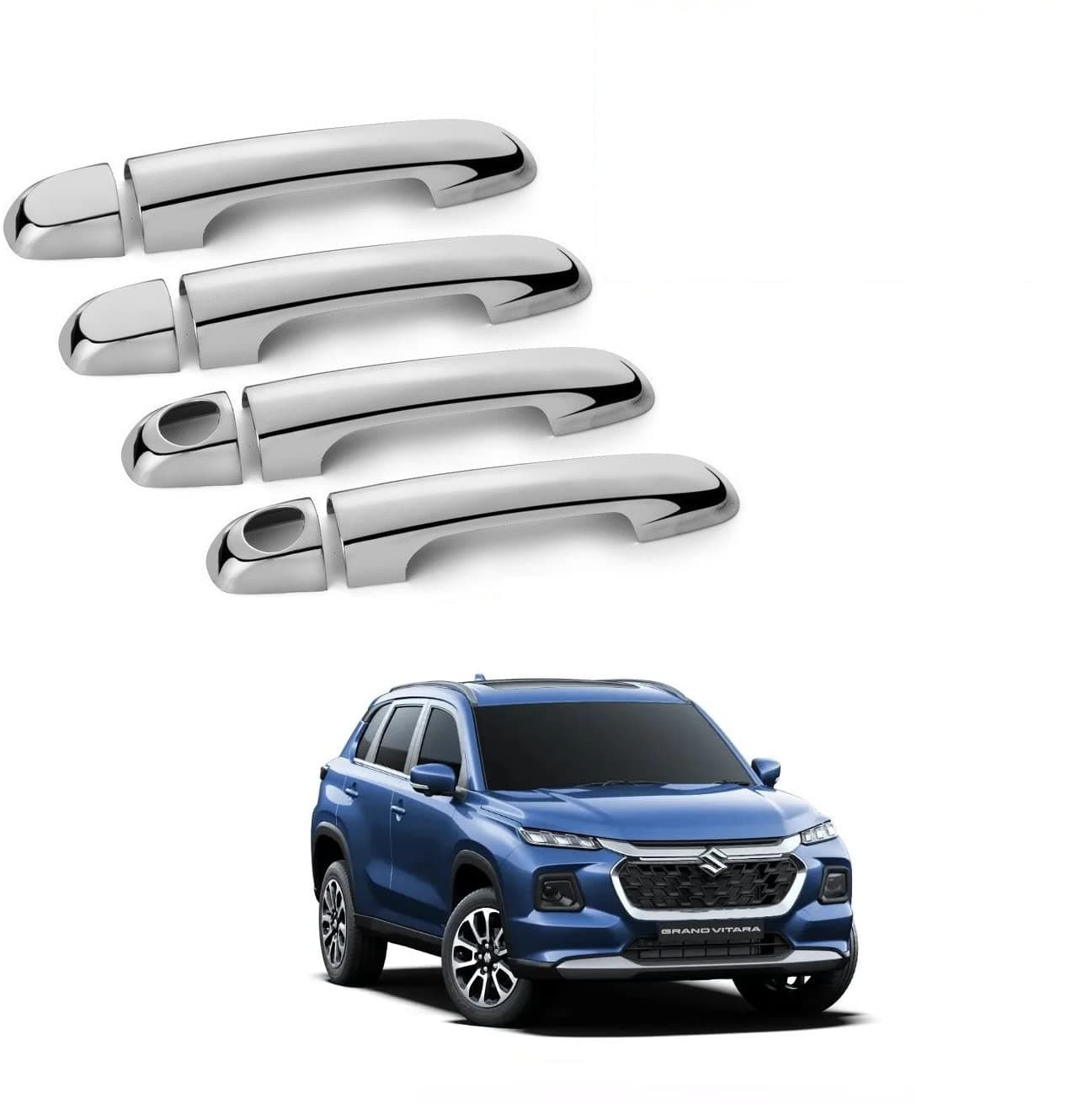 AUTOADDICT Auto Addict Car Chrome Handles Door Latch Cover for Maruti Grand Vitara