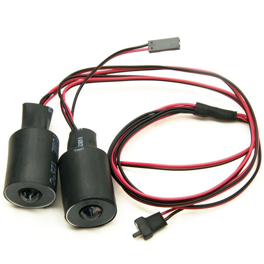 MOHERO 2 LEDs Angel Eyes & Demon Eyes LED Light Headlights for 1/10 RC Model Crawler Cars Headlamps (Blue+White, 22mm)