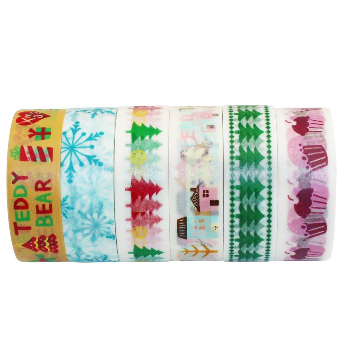 DECORA Set of 6 Japanese Christmas Washi Masking Tape Collection Premium Value Pack