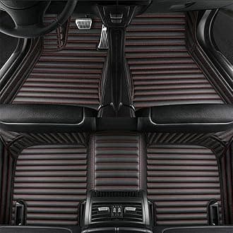 Car Floor Mats for Toyota FJ Cruiser 2007-2016,All Weather Stripe Pu Leather Full Coverage Car Floor Liner,Front & Rear 2 Row Full Set Black Red
