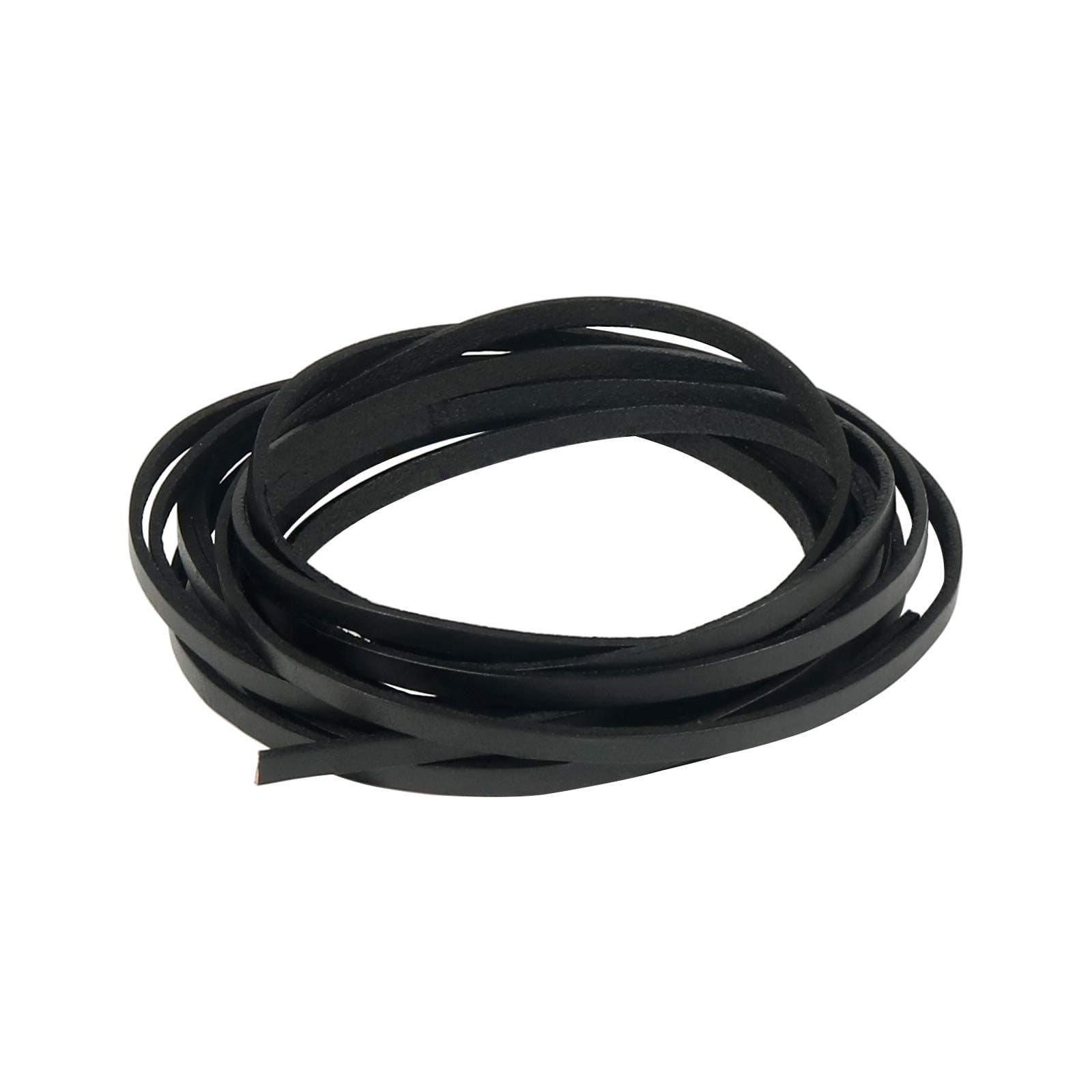 5mm Leather Strips, 12 Feet Flat Leather Strap Cord for Crafting, Sewing and Bracelet Jewellery Making (Black)