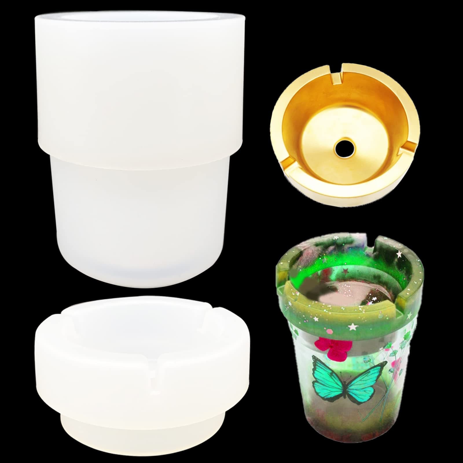 Car Ashtray Resin Molds Set Car Ashtray Mold with Lid Storage for Tobacco Ash DIY Resin Ashtray present, Resin Casting Art Holiday present for Father or Boyfriend