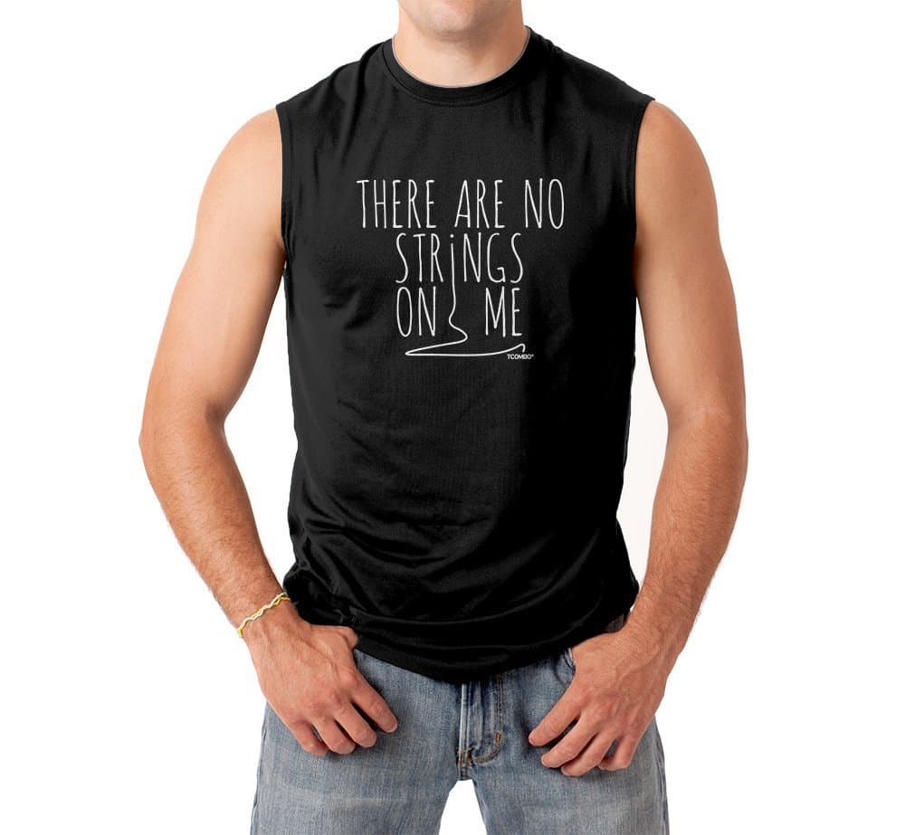 There are No Strings On Me Men's Sleeveless Shirt (Black, XX-Large)
