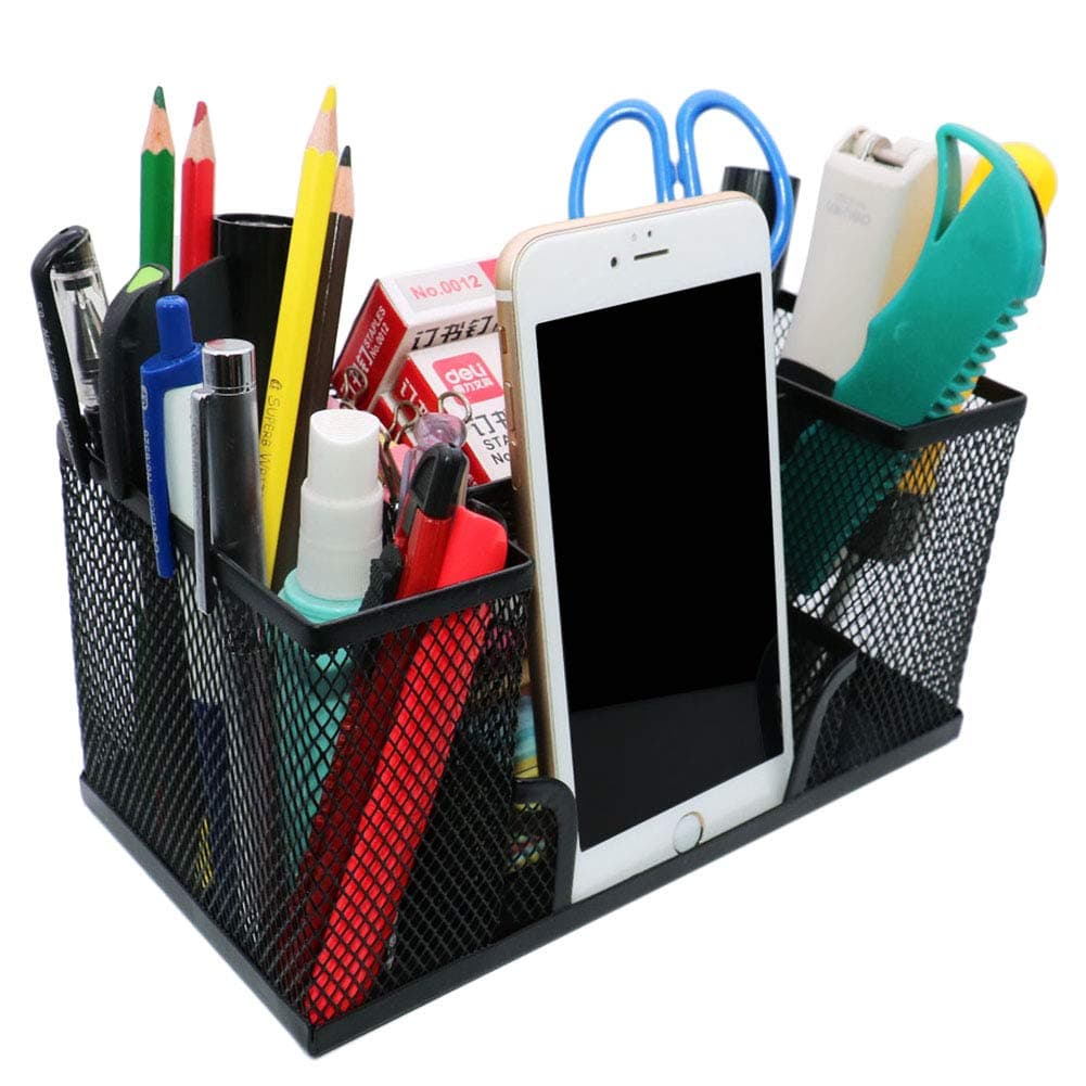 MAMUNU Multi-Functional Mesh Office Supplies Desk Organizer Caddy Mesh Pen and Pencil Holder