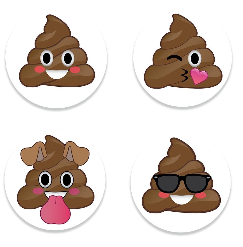 Fridge Emoji Poop Magnets, Set of 4 Emojis Poo Faces, 2.25 inch, Cute Emoji Refrigerator Kitchen Magnet for Home Decor, Office Gift for Men & Women, School Lockers, or Kids Party Favors, Made in USA