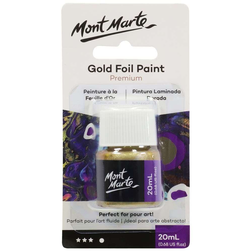 Mont Marte Premium Gold Foil Paint 0.67oz (20ml), Suitable for Pour Painting, High Pigment Level, Shimmering Color