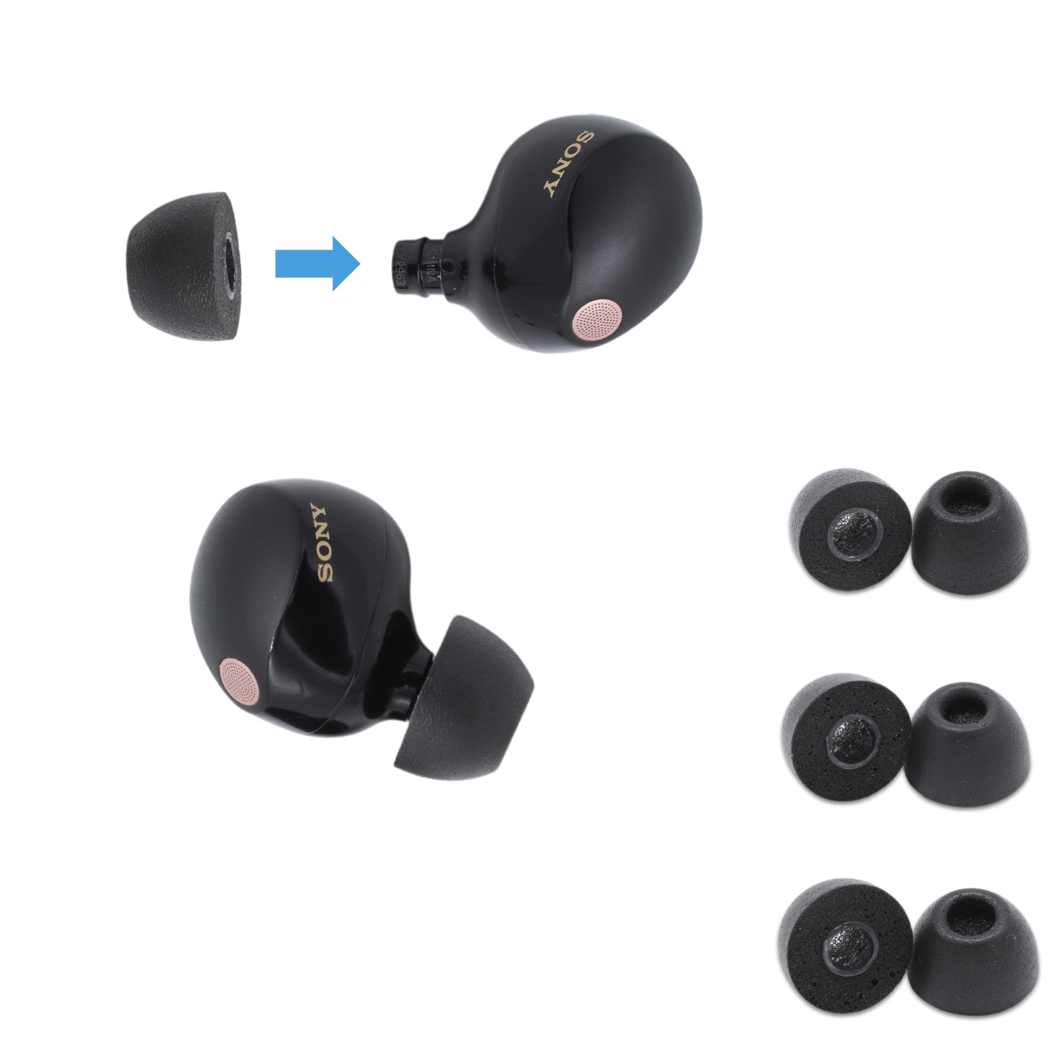 Comply Foam Ear Tips for Sony TrueWireless Earbuds - New Sony XM5, WF-1000XM5, WF-1000XM4, WF-1000XM3, WF-XB700, Ultimate Comfort | Unshakeable Fit | Assorted, 3 Pairs