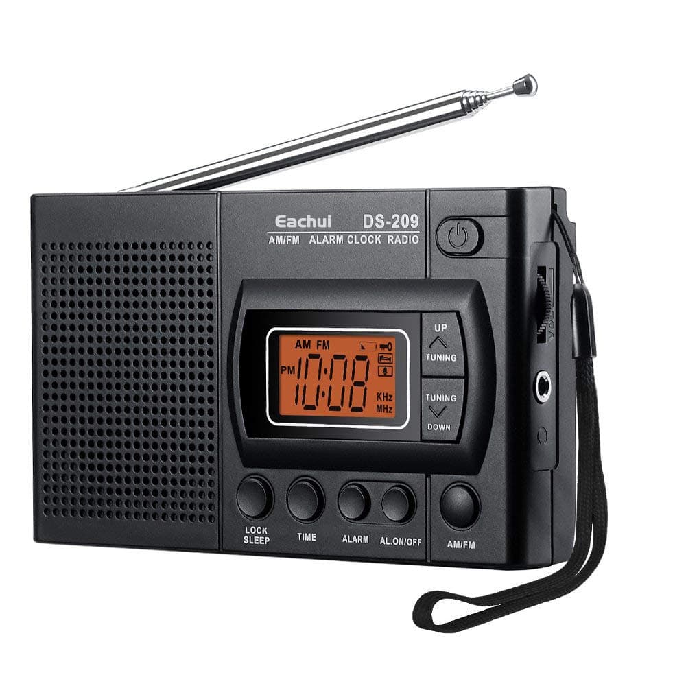 Portable AM/FM Radio, Small Radio with Speaker, Headphone Jack, Sleep Timer, Alarm Clock, Battery Operated