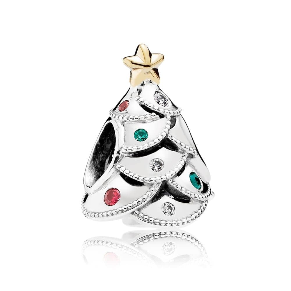 Pandora Charm Festive Tree with 14K Gold and Red, Green, 791999CZRMX