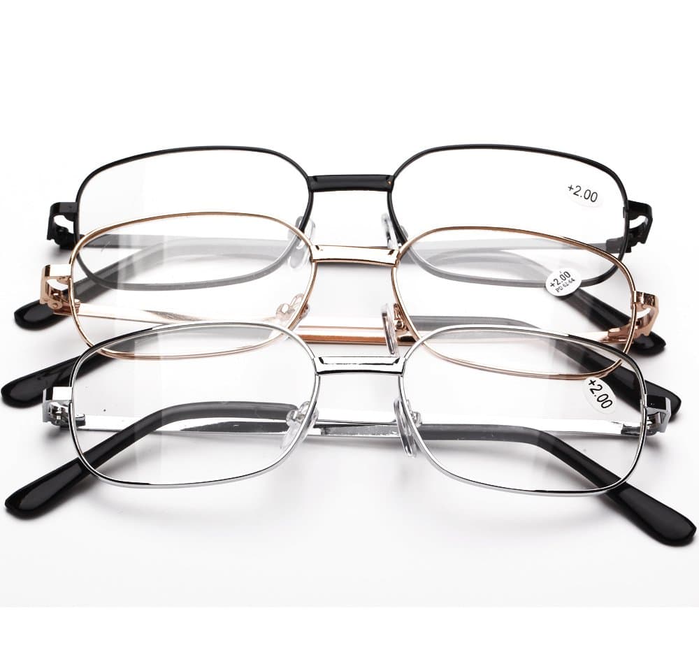 Reading Glasses 2.0 For Women & Man By See 626 - Alphareader 3 Pairs Value Packed Metal Readers- Unisex Reading Glasses - Black, Gray, Gold Reading Glasses