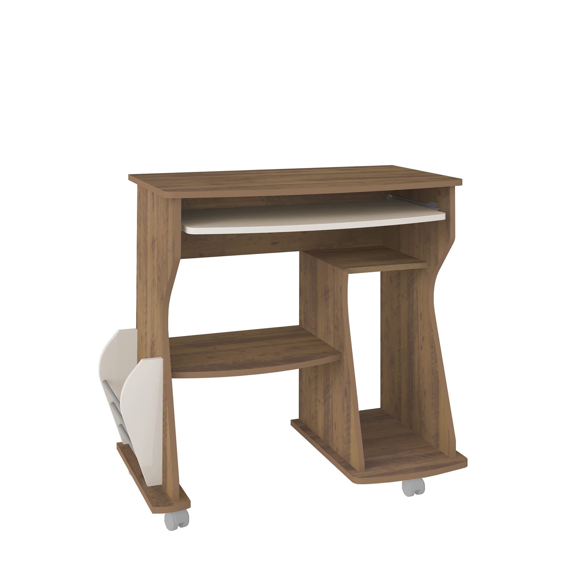 Artely 160 Computer Desk, Pine Brown With Off White, W 88 cm X D 46 cm X H 78 cm
