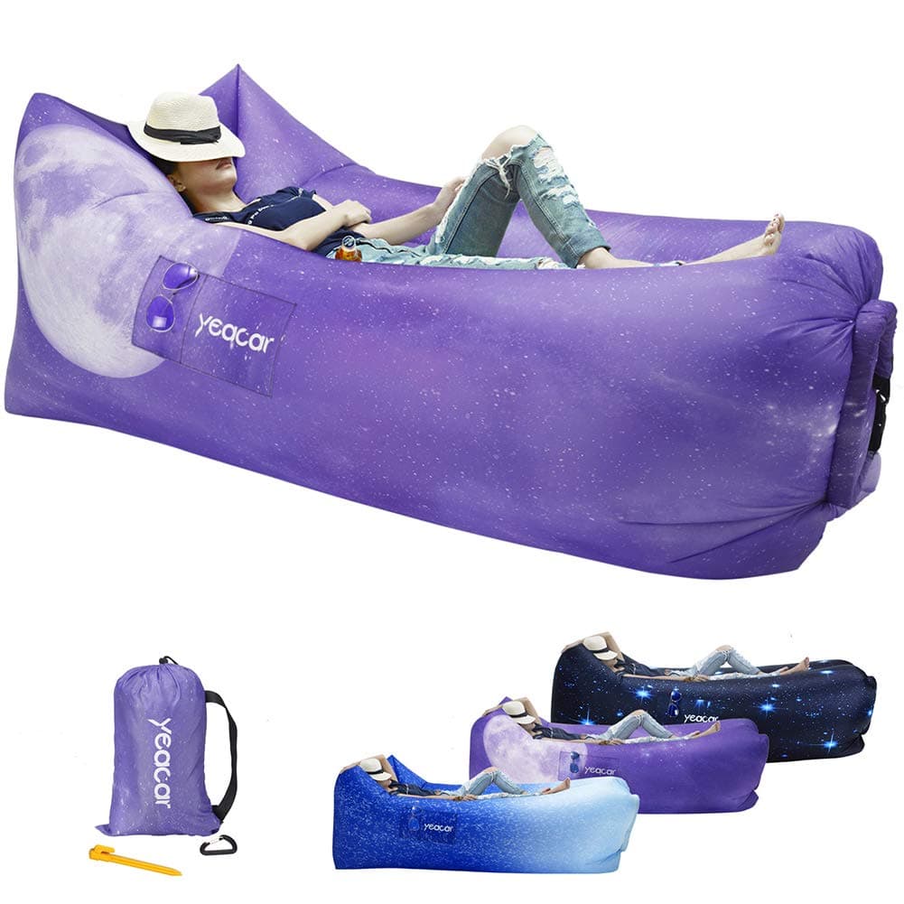 yeacar Inflatable Lounger Air Sofa, Portable Waterproof Indoor or Outdoor Inflatable Couch for Camping Park Hiking Travelling Picnics Pool Music Festivals and Beach Party