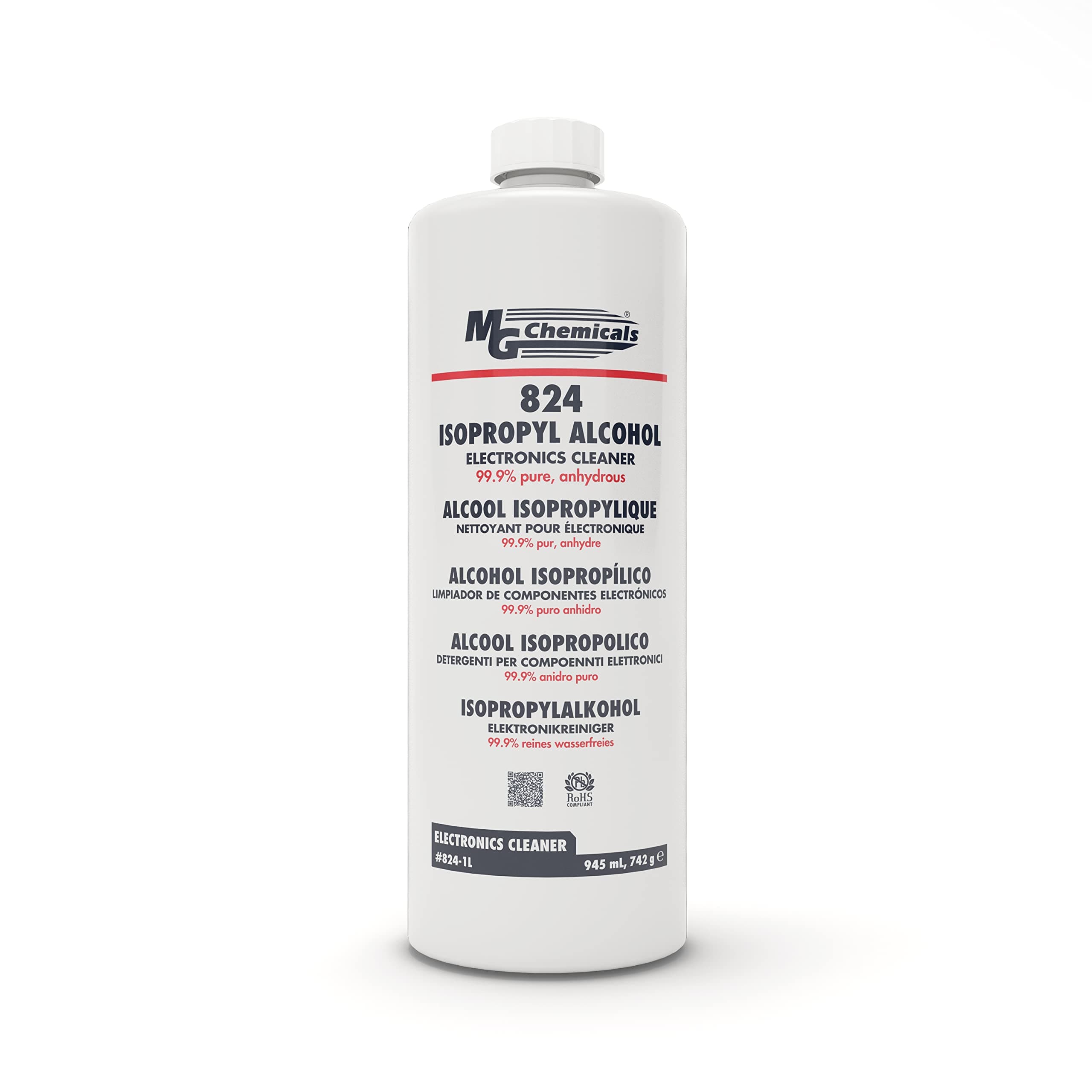 MG Chemicals 99.9% Isopropyl Alcohol Electronics Cleaner, 945 mL Liquid Bottle