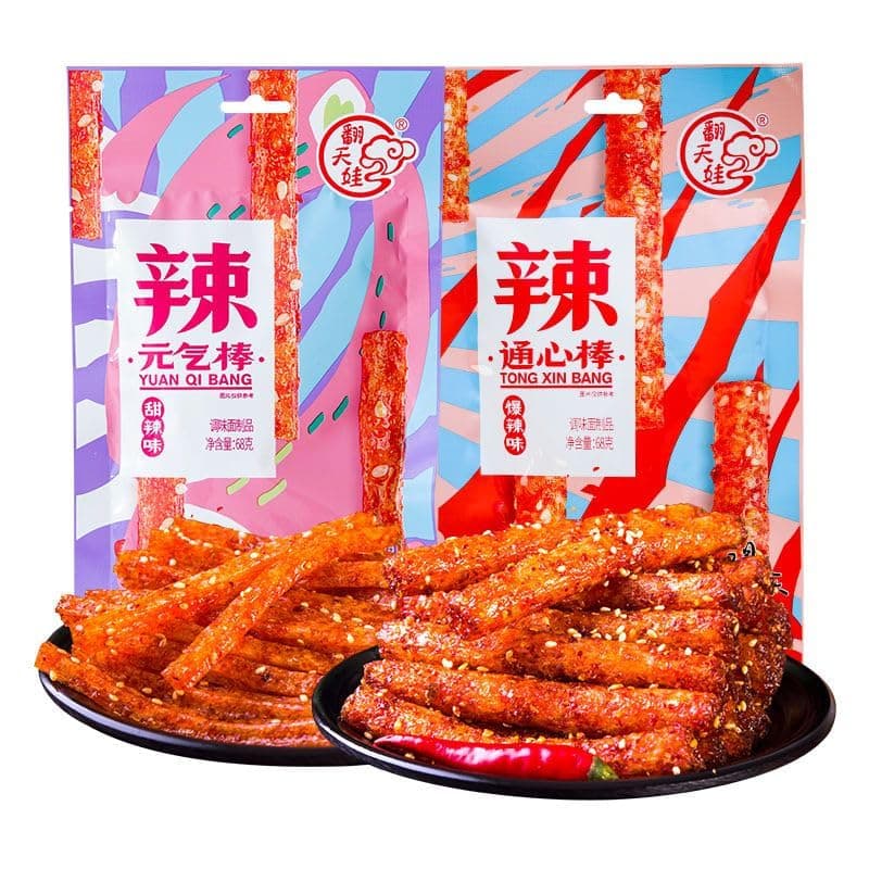 Latiao Spicy Strips Nostalgia Spicy Small Gluten, Instant Classic hot&Spicy Flavor Chinese Special Snack Food, Ready to eat Delicious Snack, Vegan, 68g/2.39 Ounces per Pack (taste mix,5Pack)