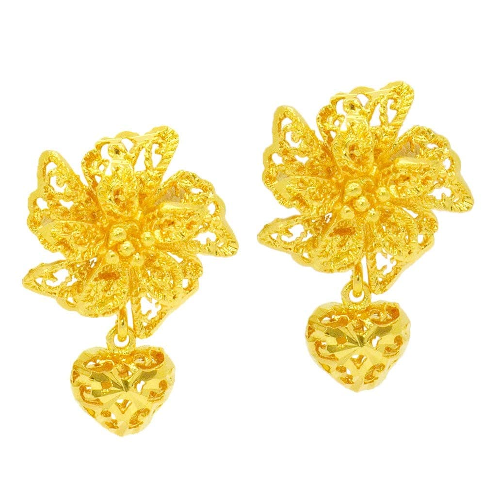 Bridal 24k Yellow Gold Plated Gp Women Hoop Earrings Lever Back Jewelry Ethnic Thai 17 mm