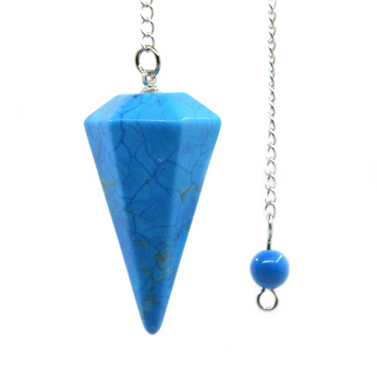 Justinstones Turquoise Howlite Gemstone Hexagonal Pointed Reiki Chakra Pendant Pendulum