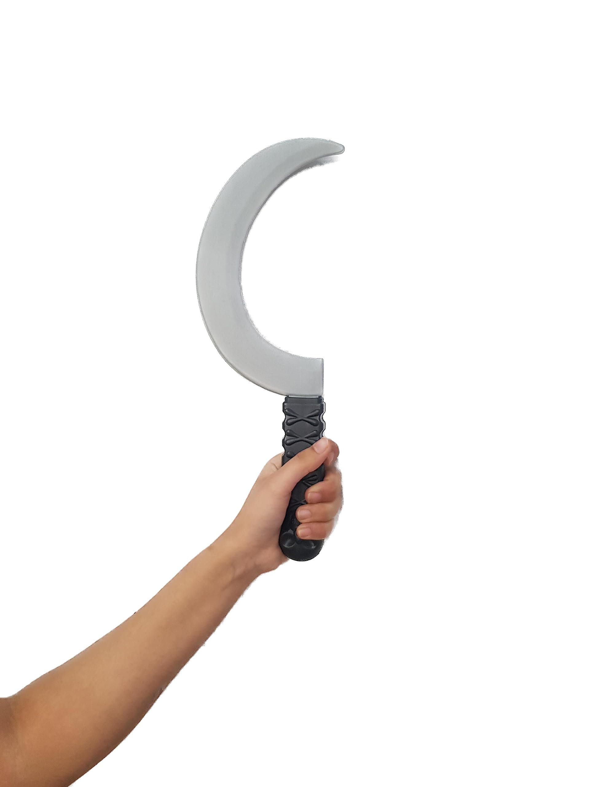 BookMyCostume War Scythe Sickle Deamons Asur Rakshas Weapon Plastic Fancy Dress Costume Accessory Free Size Silver/Black