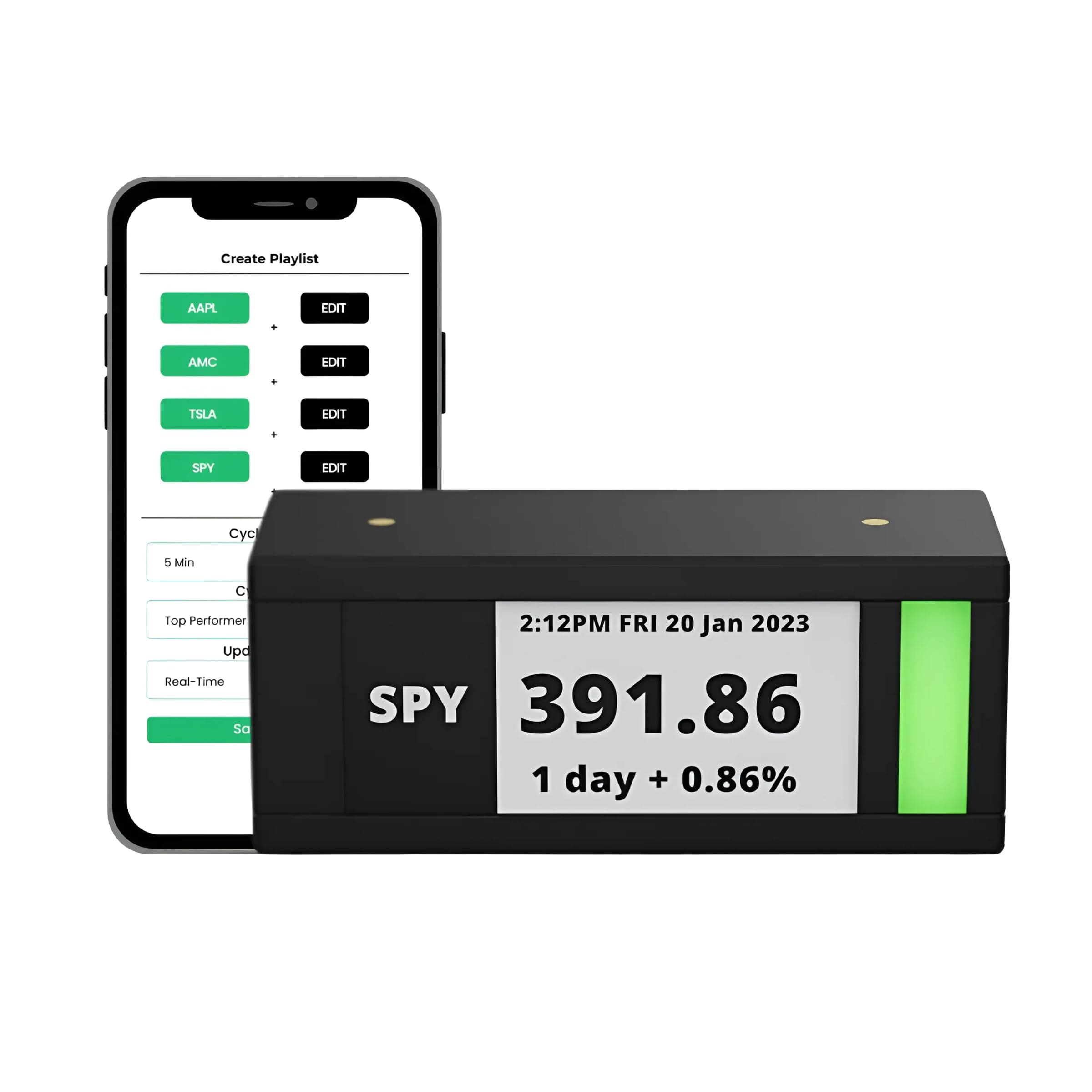 TickrMeter Stock Ticker with E-Ink Screen and WiFi Connectivity - Stackable Design for Room Accessories and Office Decor. Finance Tech Gadgets, with: 2.9inch, 296x128 pix. Includes USB-C Cable.