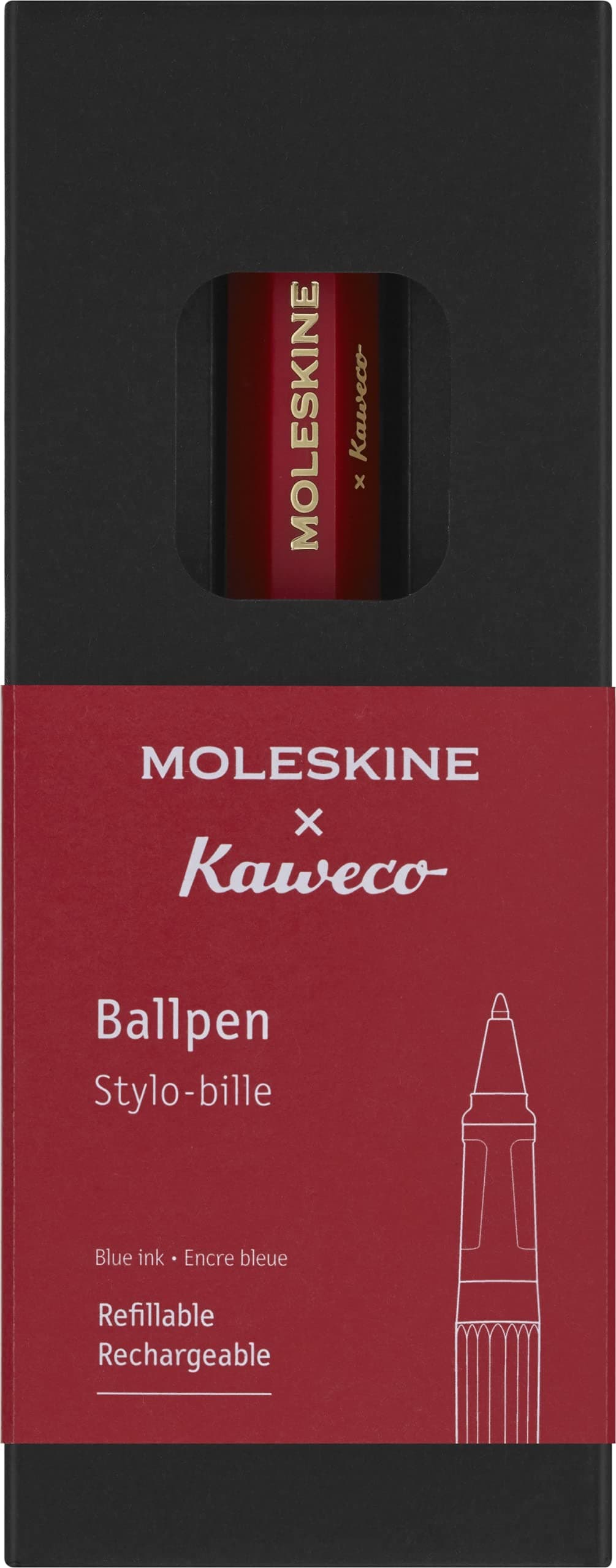 x Kaweco, Ballpen, 1.0mm Point, Red with Blue Ink