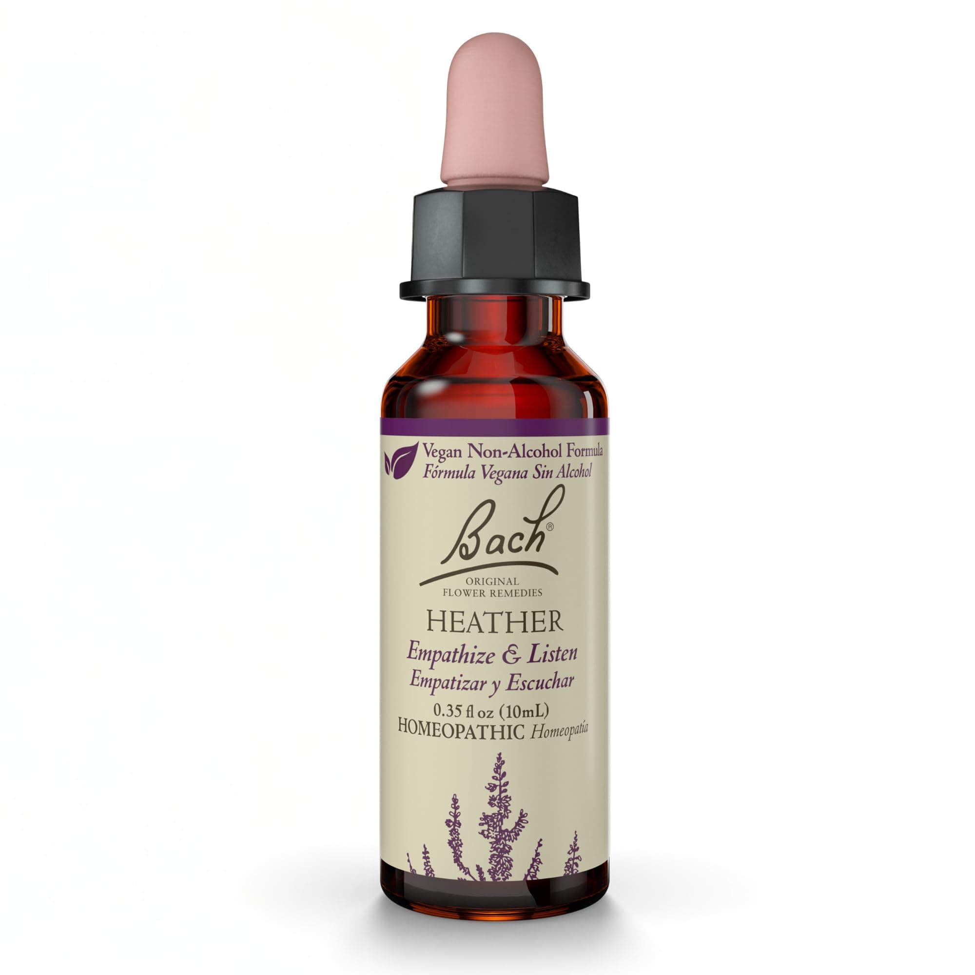 Bach Original Flower Remedies, Heather (Non-Alcohol Formula) - Empathize & Listen - Natural Homeopathic Flower Essence for Emotional Balance - Vegan, Gluten Free, Sugar Free - 10mL Dropper