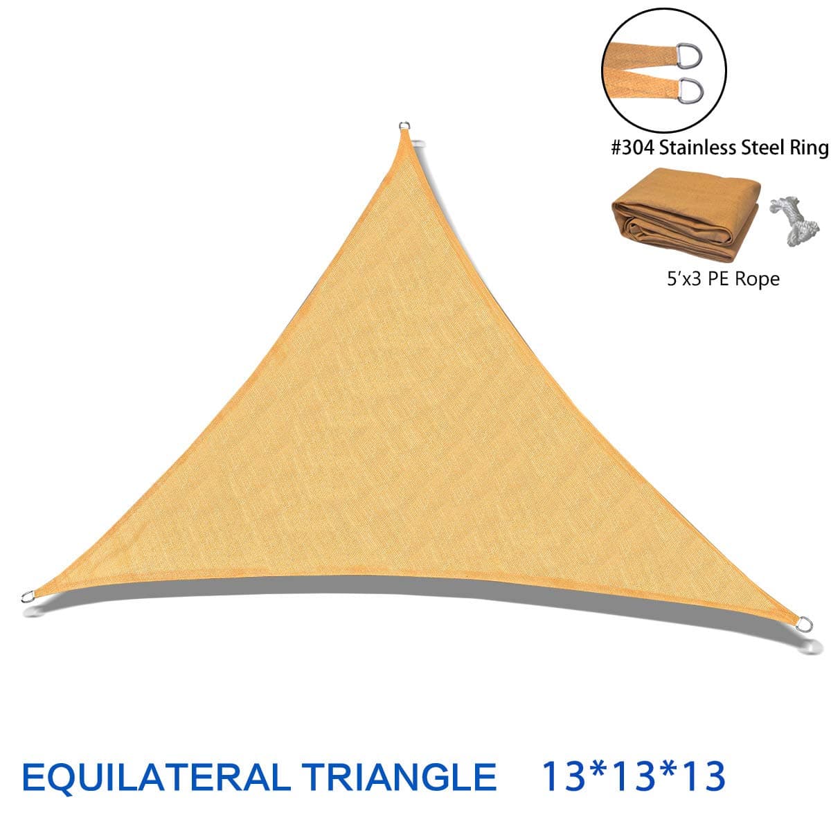 Shade Sail Porch Shades Knitting Sun Shade Sail Garden Sails 13' 13' 13' (Sand)