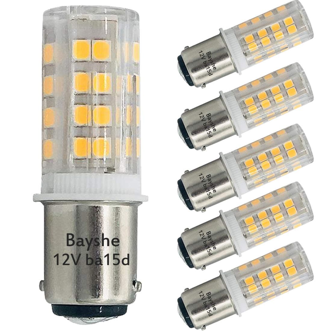 BA15D 12V, 1076 1142 1176 S8 1004 90 LED 2700K Warm White, 3W DC Bayonet Bulb Double Contact for RV Camper Trailer Boat Interior Marine Lights,5 Pack