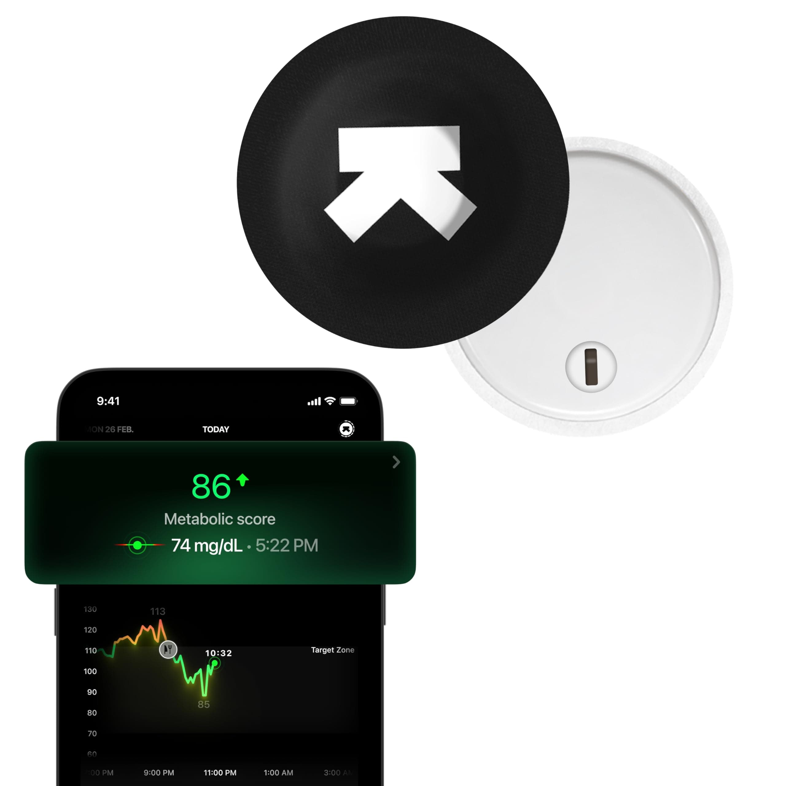 Ultrahuman M1 | CGM Glucose Monitor Device | Smart Glucose Monitoring via App | Continuous Glucose Monitoring | Real Time Blood Sugar Monitoring Device | No Finger Pricks, 14 Day Wearable (1 Sensor)