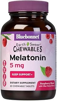 EarthSweet Melatonin 5 mg Fast-Acting Quick Dissolve Nighttime Relaxation & Restful Sleep Support - Sleep Aid - Gluten-Free, Vegan - Raspberry Flavor - 60 Chewable Tablets