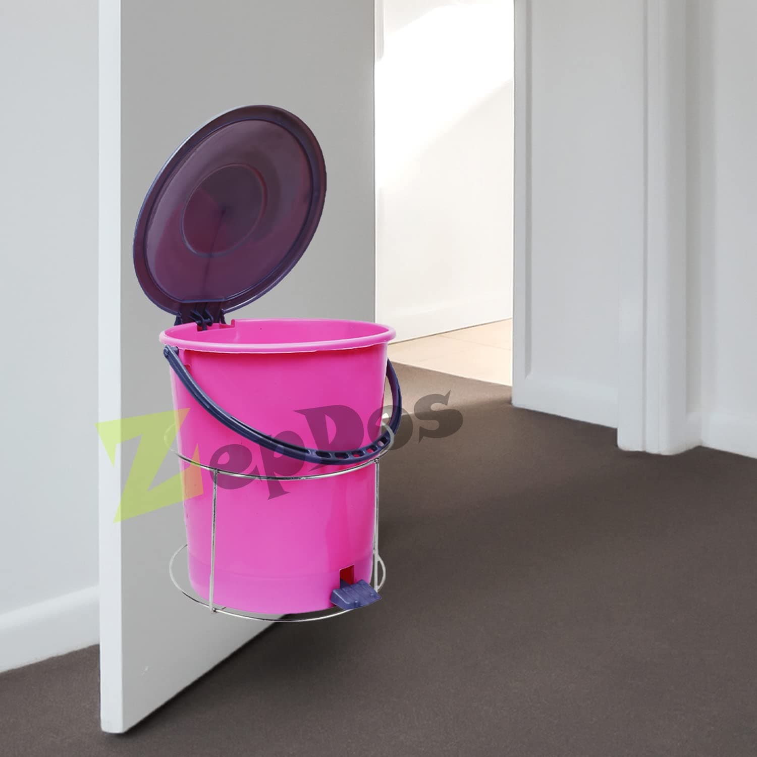 Stainless Steel Dustbin Holder For Kitchen, Bathroom, Home and Office Bin Holder, Open-Top, Door Mounted (10 Inch)