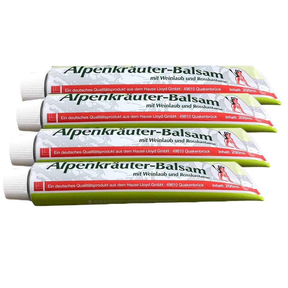 Tcllka 4 x 200 ml Lloyd Alpine Herb Balm, Sports Balm, Herb Cream, Herbal Cream with Vine Leaves and Horse Chestnut