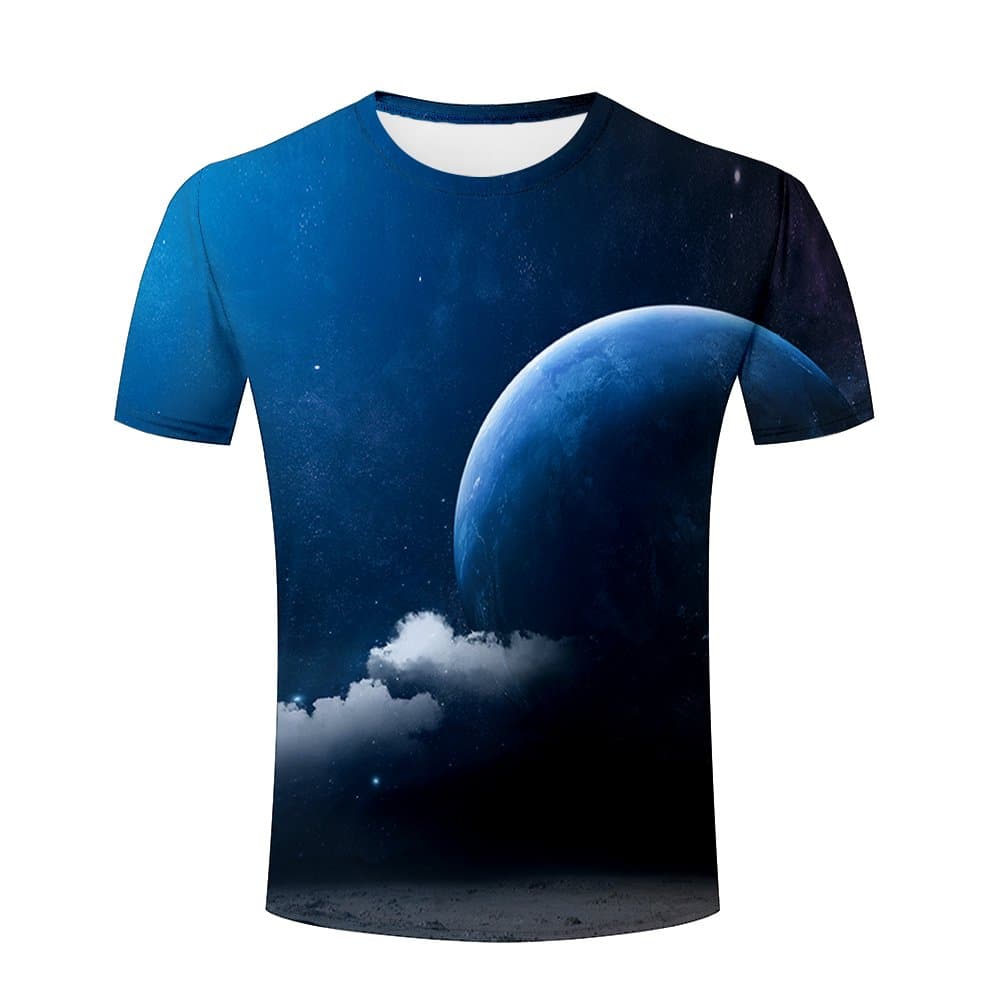 Men Summer Casual T Shirts 3D Printed Neon Galaxy Cosmic Colorful Patterns Crew Neck Short Sleeves Tees XL