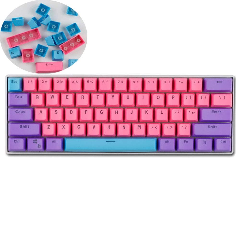 YQYL 61-key mechanical keyboard keycap PBT frosted transparent 61-key cap two-color molding injection keycap,D