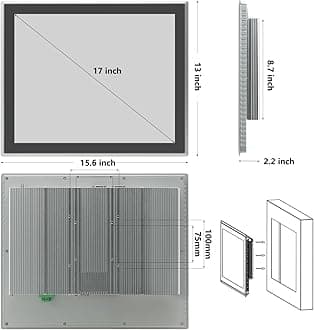 17 inch Capacitive Multi-Touchscreen Industrial Embedded Win-11 PC Monitor, IP65 Screen with 10 Points Touch Display, i7+RAM 8G+512G SSD, Integrated Phoenix2pin, HD-MI-Out & USB Ports
