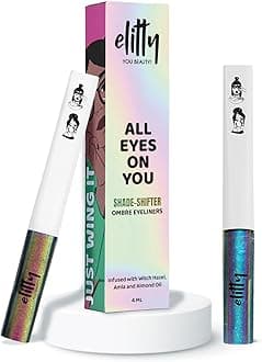 Elitty Cosmic Gossip Ombre Waterproof Liquid Eyeliner Combo (Pack of 2) | Holographic Shades (Purple-Blue, Pink-Copper) | Lasts Upto 12 Hrs | 4 ML Each