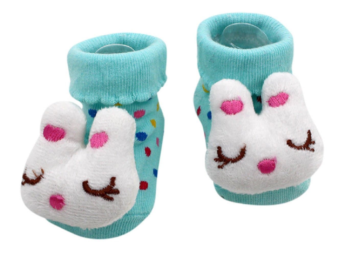 Anti-Slip Socks - Children - Babies - 0-12 Months - Fantasy - Rabbit - Light blue Pois - Male - Femina - Unisex -