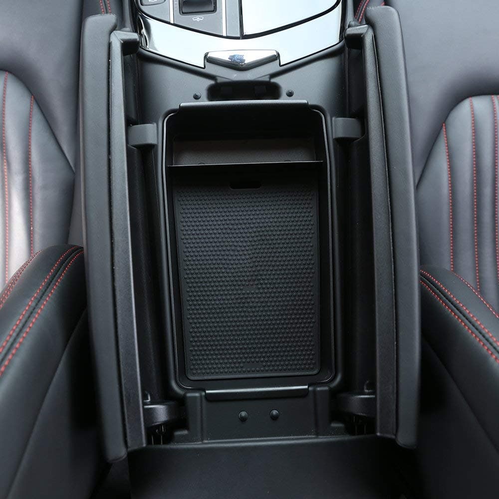 Plastic Glove Armrest Storage Box with black Mat for Maserati Ghibli Levante Quattroporte 2013-2017