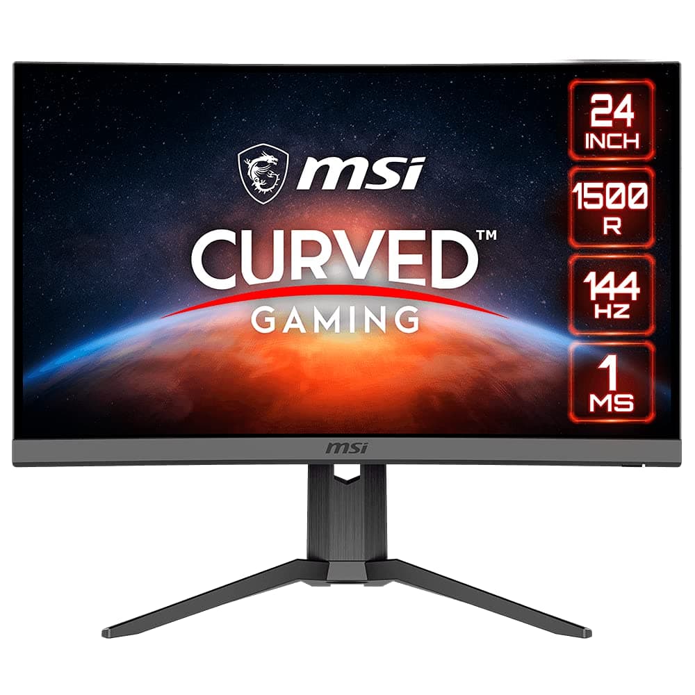 MSI Optix G24C6P Curved Gaming Monitor - 60.96 cm (24 Inch), FHD, 1ms, 1500R, VA, 144Hz, AMD Free-Sync, Tilt/Pivot/Swivel/Height Adjustable, Less Blue Light, VESA Mounting, Display Port, HDMI