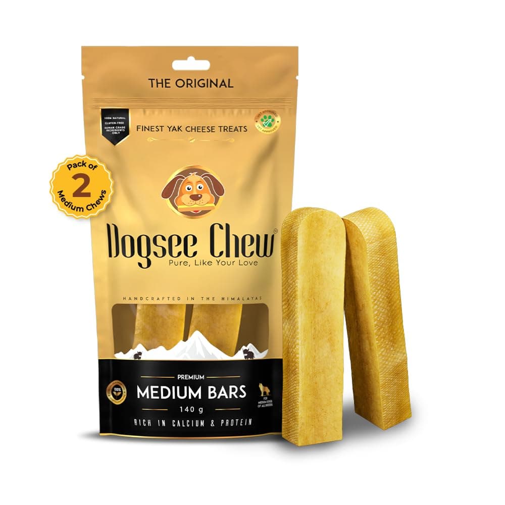 Dogsee Original Himalayan Yak Chews for Dogs (Medium - 2 Bars) | 100% Natural | Dog Treats Healthy | No Grain, No Gluten | for Teeth Cleaning