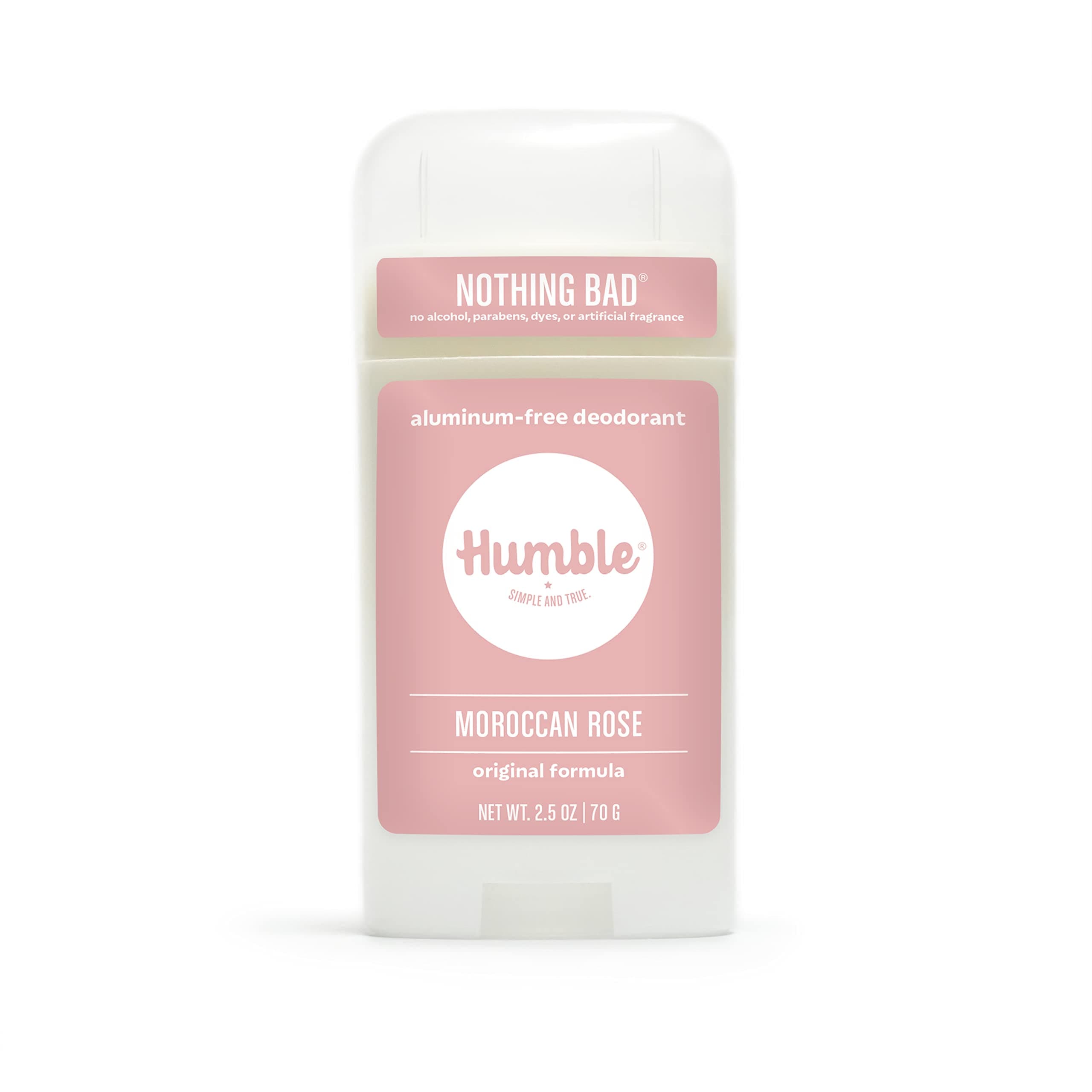 HUMBLE BRANDS Original Formula Aluminum-free Deodorant. Long Lasting Odor Control with Baking Soda and Essential Oils, Moroccan Rose, Pack of 1