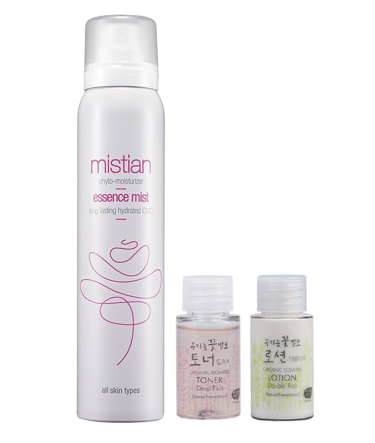 Mistian Deep Moisturizing Essence Mist Spray (100ml) with Essence Toner (20ml) and Double Rich Lotion (20ml)