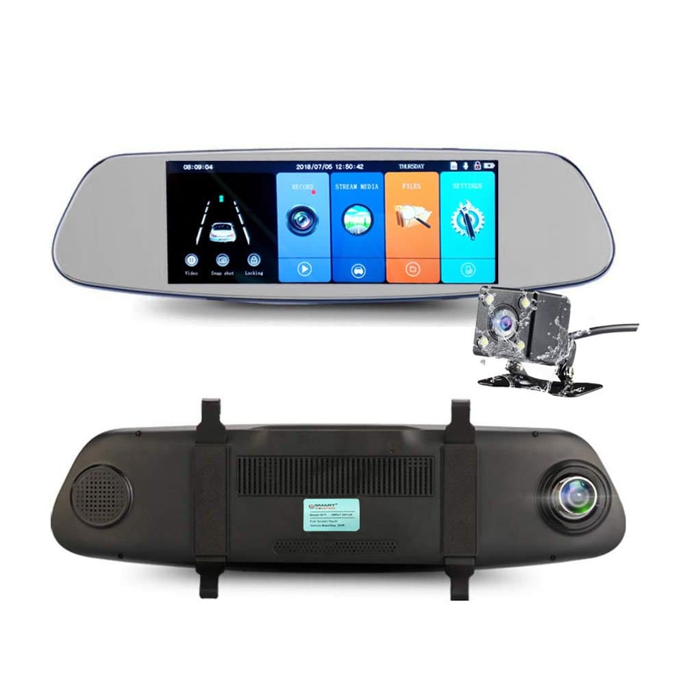 Smart Road Witness SRW-M7T Dash Cam for Cars, Full HD 1080P 7.0 inch Touch Screen Display, Wide Angle Lens, Parking Monitoring, Support 64 GB Memory Card, Motion Detection