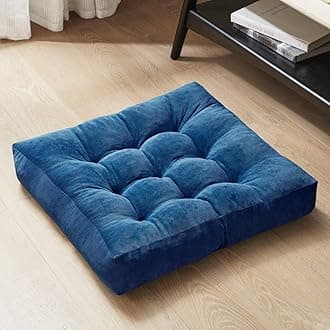 Square Large Pillows Seating for Adults, Tufted Corduroy Floor Cushions for Living Room Tatami, Navy Blue, 22x22 Inch