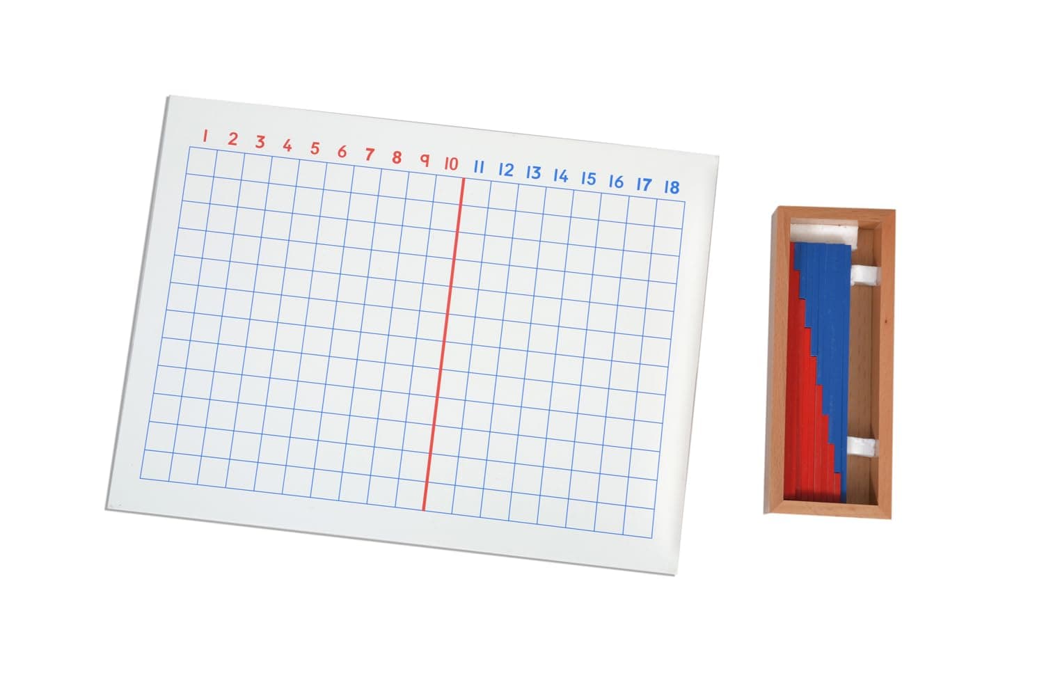 Kidken Montessori Addition Strip Board with Strips Tray | Wooden Math Learning Toy for Kids 4+ Years | Hands-On Addition Practice | Montessori Educational Toy