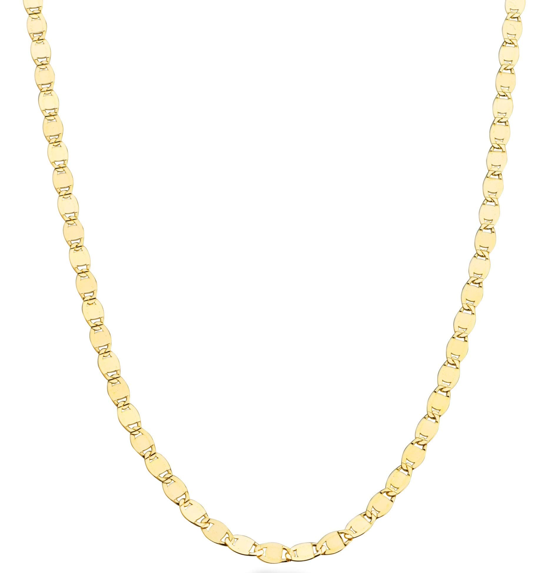 Italian 925 Sterling Silver, 18K Gold Plated Sparkle Mirror Link Chain Necklace for Women, Made in Italy