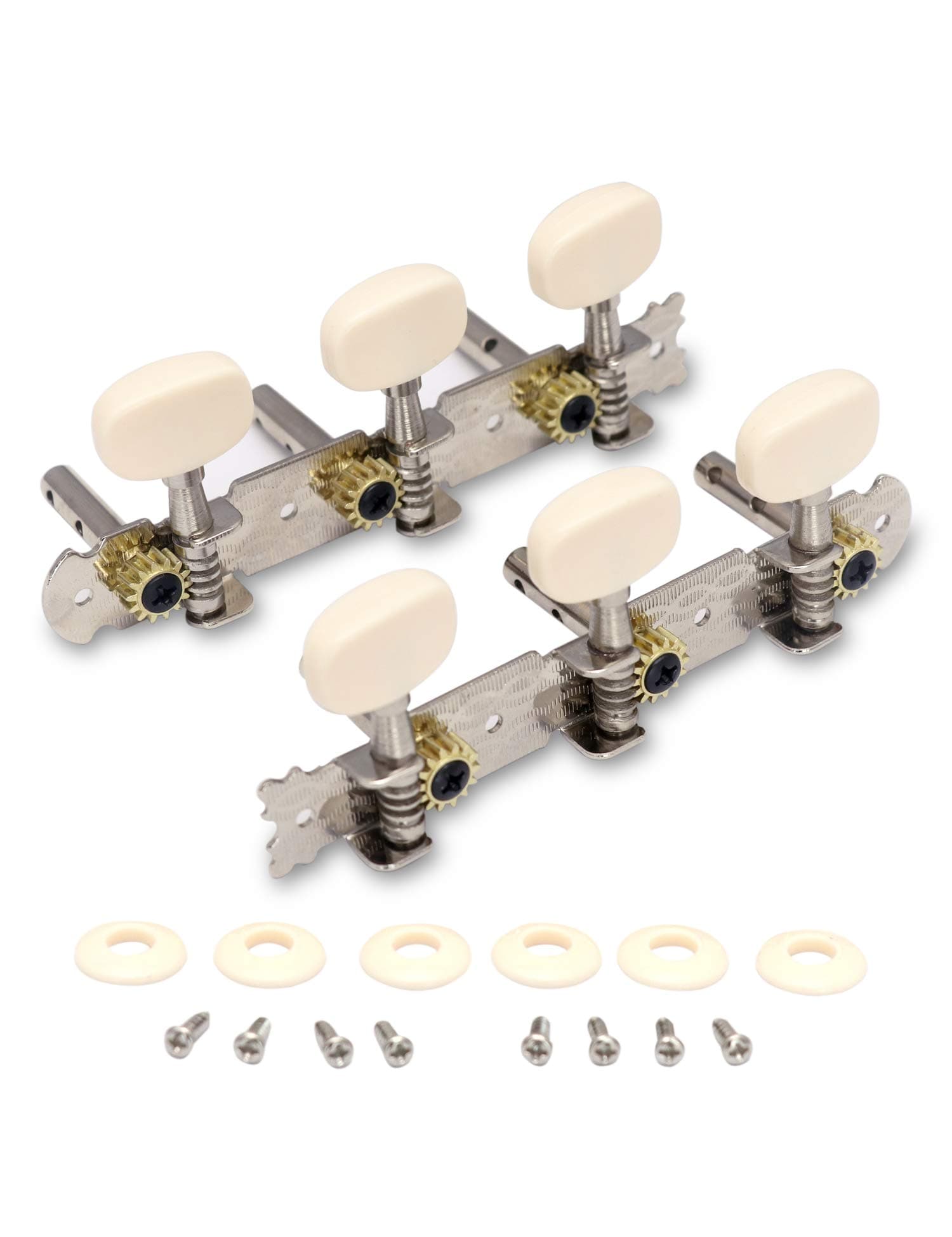 Metallor 3 on a Plank Guitar Tuning Pegs Chrome Plated Machine Heads Tuning Keys Tuners Single Hole for Folk Acoustic Guitar 3L 3R.