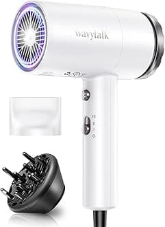 Wavytalk Hair Dryer with Diffuser 1875W Ionic Blow Dryer for Fast Drying with Concentrator Lightweight White.