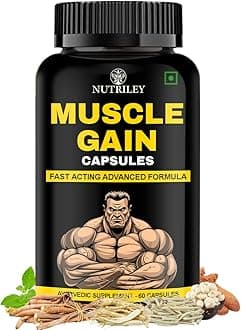 Nutriley Muscle Gainer Protein Supplement Powder, Energy & Stamina Support 60 Capsules (Pack of 1)